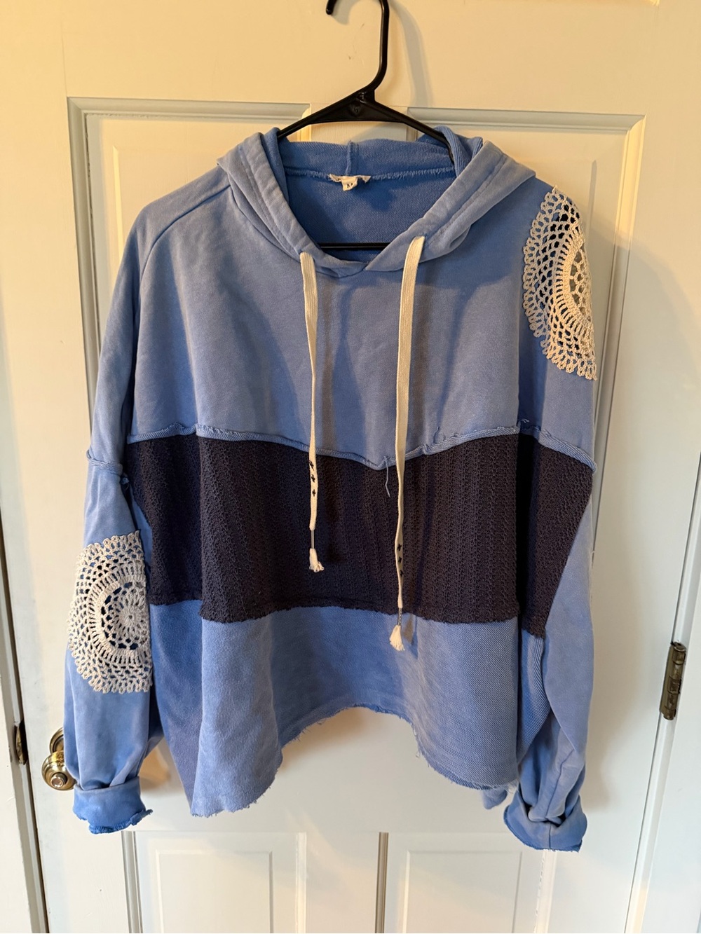 POL Blue Hooded Pullover with White Drawstrings